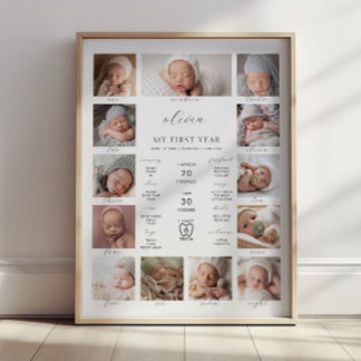 Minimalistisk 1-års fotokollage för milstolpar poster
