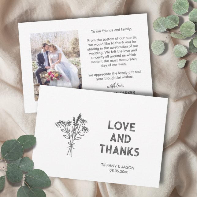 Minimalistisk 1 fotoren ren enkel modern Bröllop Tack Kort (Skapare uppladdad)