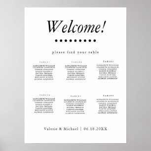 Minimalistisk-1 svart-vit sittplatsschema för 6 bo poster