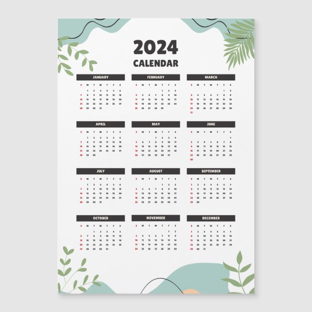 Minimalistisk 2024 Magnetisk kalender (Framsida)