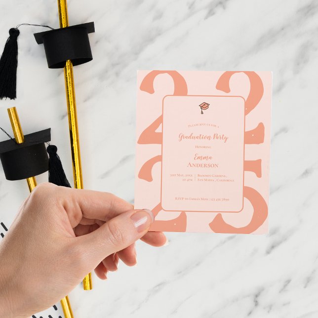 Minimalistisk 2025 examensfest Enkel Partynotis Magnet (Minimalist Class of 2025 Elegant Graduation Party Invitation Magnet)