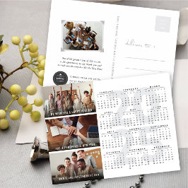 Minimalistisk 2025-kalender - nyår 3-fotokollage helg vykort