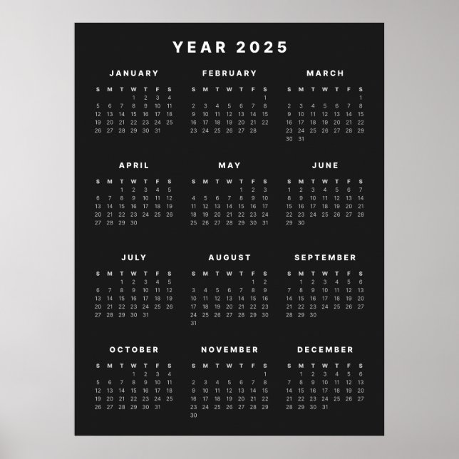 Minimalistisk 2025 Kalender Poster (Framsidan)