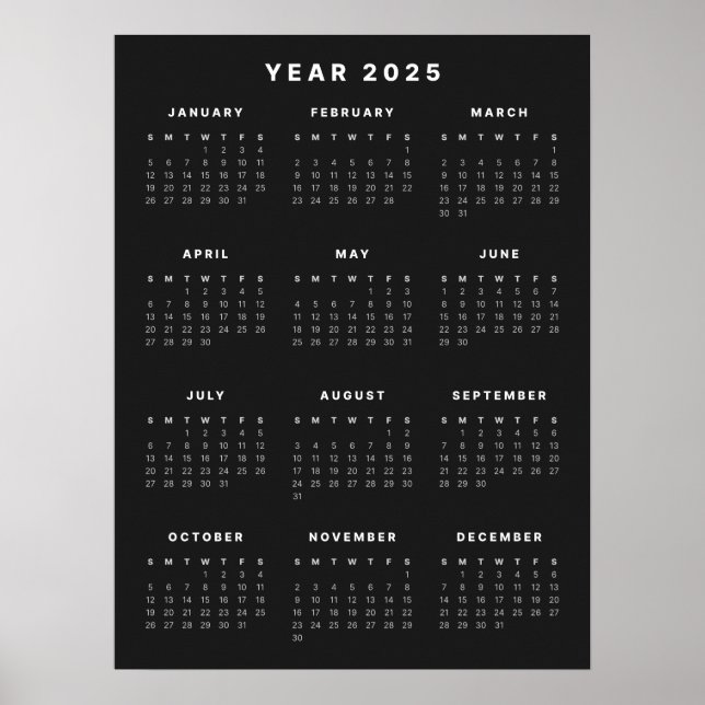 Minimalistisk 2025 Kalender Poster (Framsidan)