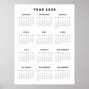 Minimalistisk 2025-kalenderposter poster