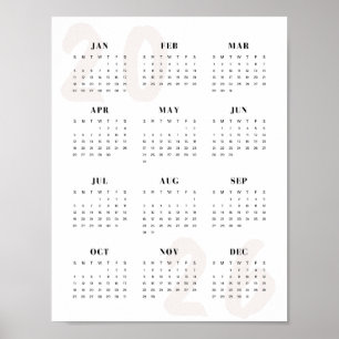 Minimalistisk 2026 en-sides kalender Ren Modern Poster