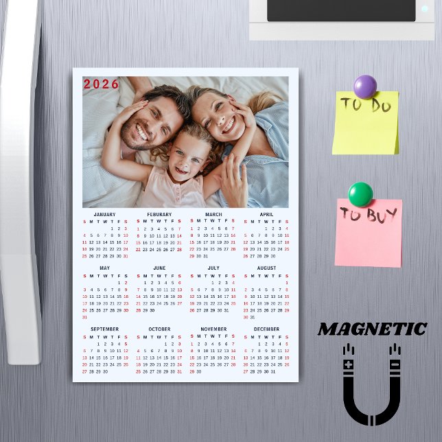 Minimalistisk 2026 Kalender Foto Magnet (Skapare uppladdad)