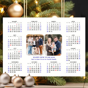 Minimalistisk 2026-kalender, modern 2-fotomagnetis