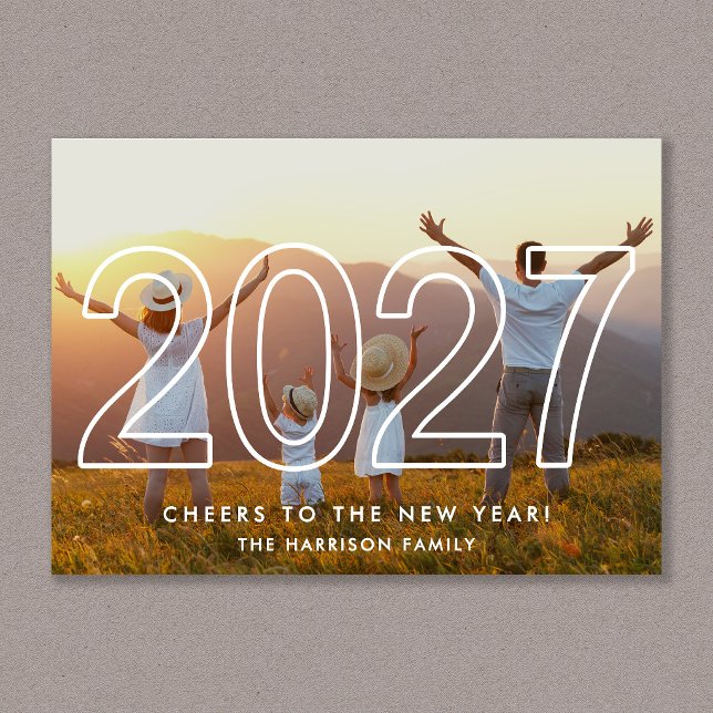 Minimalistisk 2027 Nyårsfoto Julkort (Minimalist 2027 New Year Photo Holiday Card)