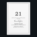 Minimalistisk 21:a födelsedag Party Inbjudningar<br><div class="desc">Denna minimalistiska inbjudan på 21:a födelsedag är perfekt för en enkel födelsedagsfest. Den moderna romantiska designen har klassisk svart- och vit typografi parad med en rografi av rustik men elegant med vintage handskrivet stil. Anpassade i alla färg. Behålla designen enkel och elegant, som den är, eller anpassa den genom att...</div>