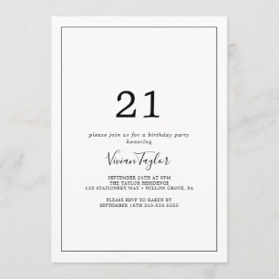 Minimalistisk 21:a födelsedag Party Inbjudningar