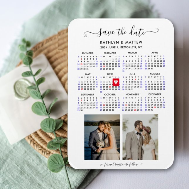 Minimalistisk 2-foto 2024-kalender Spara datumet Magnet (Skapare uppladdad)