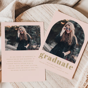Minimalistisk 2-Foto Ark Rosa Guld Examen Meddelande