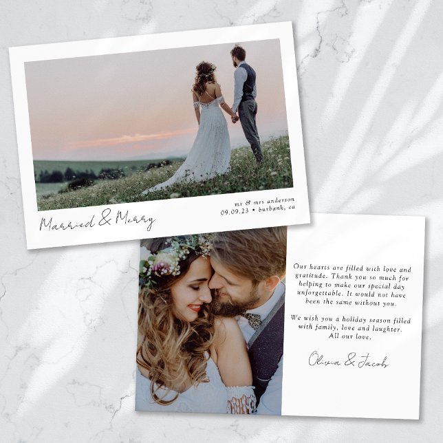 Minimalistisk 2-fotokalligrafi, gift och merry julkort (Skapare uppladdad)