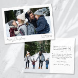 Minimalistisk 2-fotokalligrafi God jul Julkort<br><div class="desc">Ett modernt tackkort med elegant-skript</div>