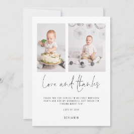 Minimalistisk 2 foton 1:a födelsedagen Kärlek och Kort