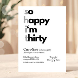 Minimalistisk 30-års födelsedagsinbjudan Så glad a Inbjudningar