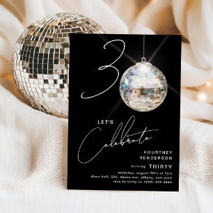 Minimalistisk 30:e Disco Boll-Födelsedagsfesten Inbjudningar