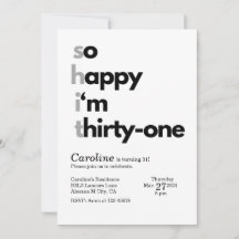 Minimalistisk 31a - inbjudan till modernt tema på