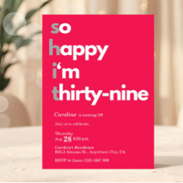 Minimalistisk 39-års födelsedagsinbjudan Modern 39 Inbjudningar