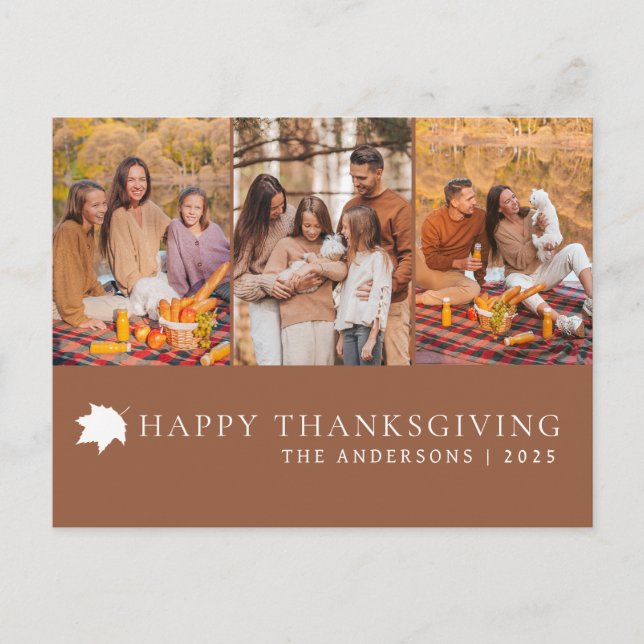 Minimalistisk 3-bildslayout för Thanksgiving Helg Vykort (Framsida)
