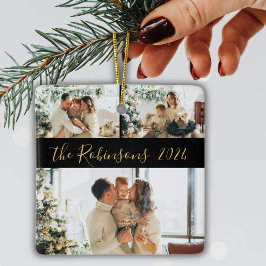 Minimalistisk 3-familjsfoto - kollage jul julgransprydnad keramik
