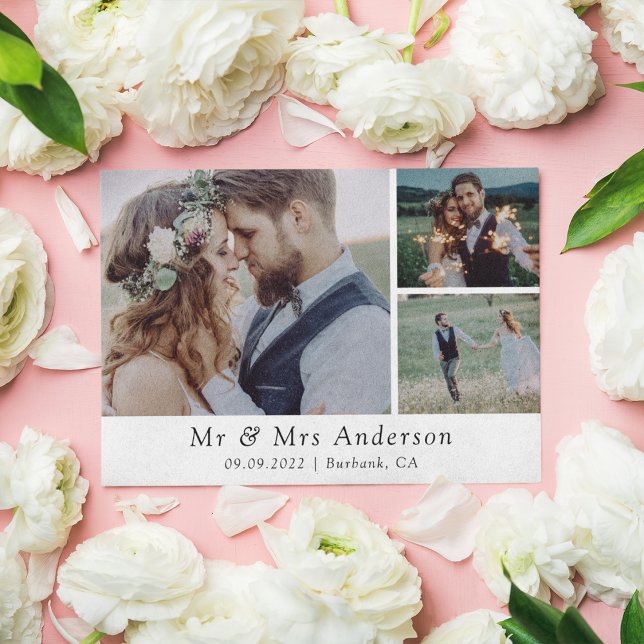 Minimalistisk 3-foto Bröllop Tack Kort (Skapare uppladdad)