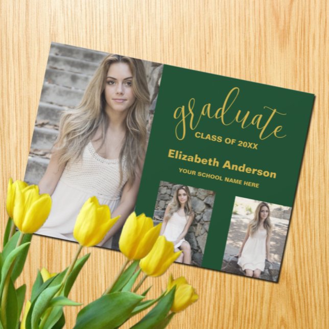 Minimalistisk 3-foto-Studenten-varning Inbjudningar (Skapare uppladdad)