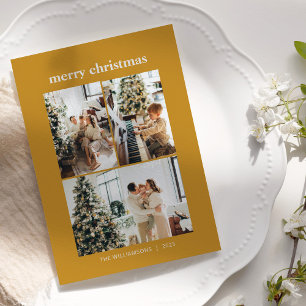 Minimalistisk 3-fotokollage God jul-Gult Julkort