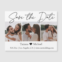 minimalistisk 3-fotokollage spara datum magneter