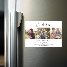 Minimalistisk 3-fotomall Spara datum Magnetisk Inbjudningskort