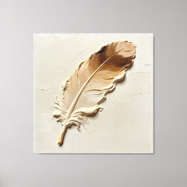 Minimalistisk 3D Olja Beige Brun Fjäderstruktur Canvastryck