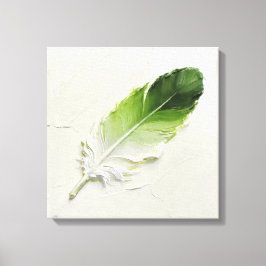 Minimalistisk 3D Olja Sälggrön Fjäder Elegant Canvastryck