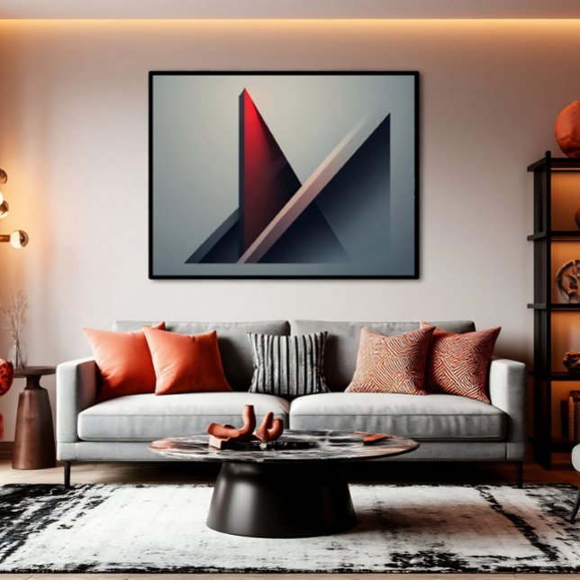 Minimalistisk 3D röd och grå geometrisk abstrakt Canvastryck (Skapare uppladdad)