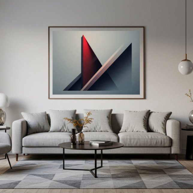 Minimalistisk 3D röd och grå geometrisk abstrakt Poster (Skapare uppladdad)
