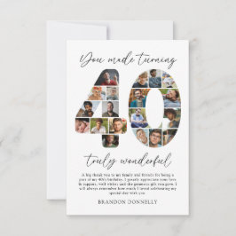 Minimalistisk 40-års födelsedagsfoto Tack-kort Tack Kort