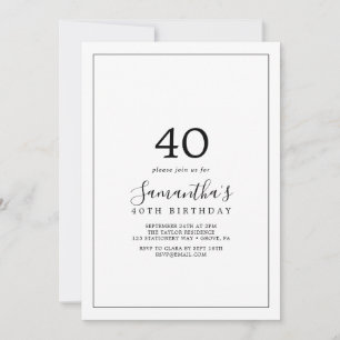 Minimalistisk 40:e födelsedagen inbjudningar