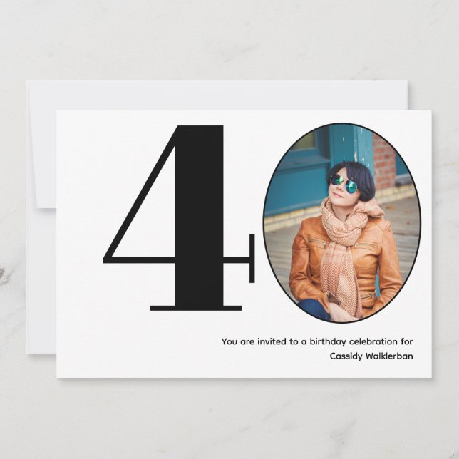Minimalistisk 40 foto 40:e födelsedagen inbjudningar (Framsida)