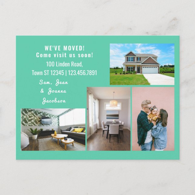 Minimalistisk 4 bilder Vi har flyttat Flyttmeddela Vykort (Framsida)