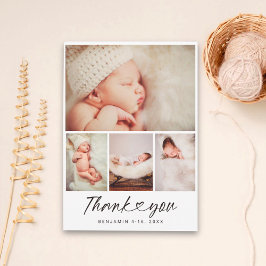 Minimalistisk 4-bilds kollage Baby Shower Tacksamh Vykort