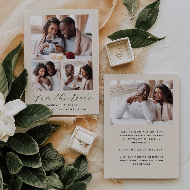 Minimalistisk 4-foto Beige Spara Datumet (Skapare uppladdad)