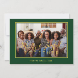 Minimalistisk 4 fotokollage grönt guld jul julkort