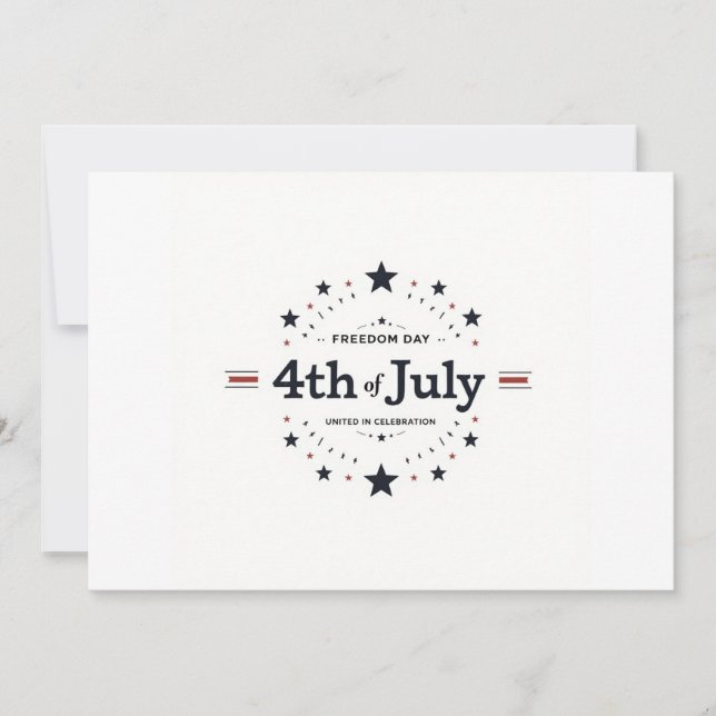 Minimalistisk 4 juli-inbjudan – Retrotypografi Inbjudningar (Framsida)