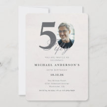Minimalistisk 50-års födelsedagsinbjudan