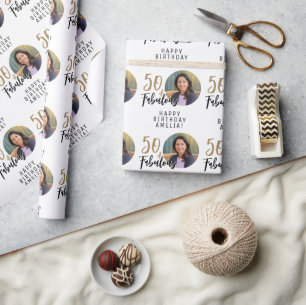Minimalistisk 50 och fantastisk foto 50-årsdag presentpapper