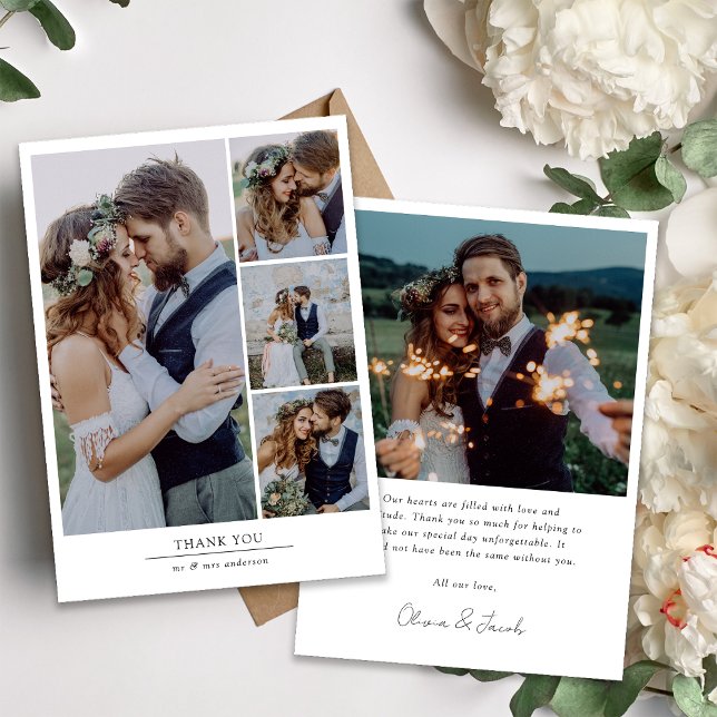 Minimalistisk 5-foto-Bröllop Tack Kort (Skapare uppladdad)