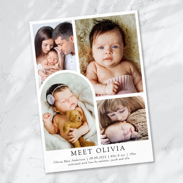 Minimalistisk 5-foto-Hej-Baby-födelse Meddelande (Skapare uppladdad)