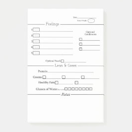 Minimalistisk 5 och 1-livsmedelsspårare post-it block