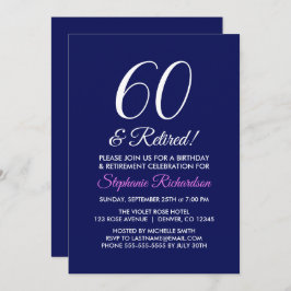 Minimalistisk 60-Lila och pensionerad Mörk Pension Inbjudningar
