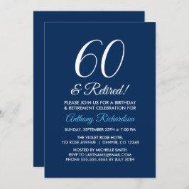 Minimalistisk 60 och pensionerad marinblå Pension Inbjudningar